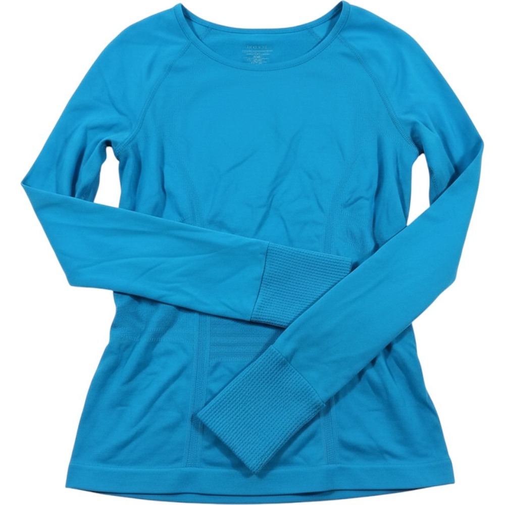 Athleta Momentum Long Sleeve Top Blue Seamless Thumbhole Running Shirt Womens M
